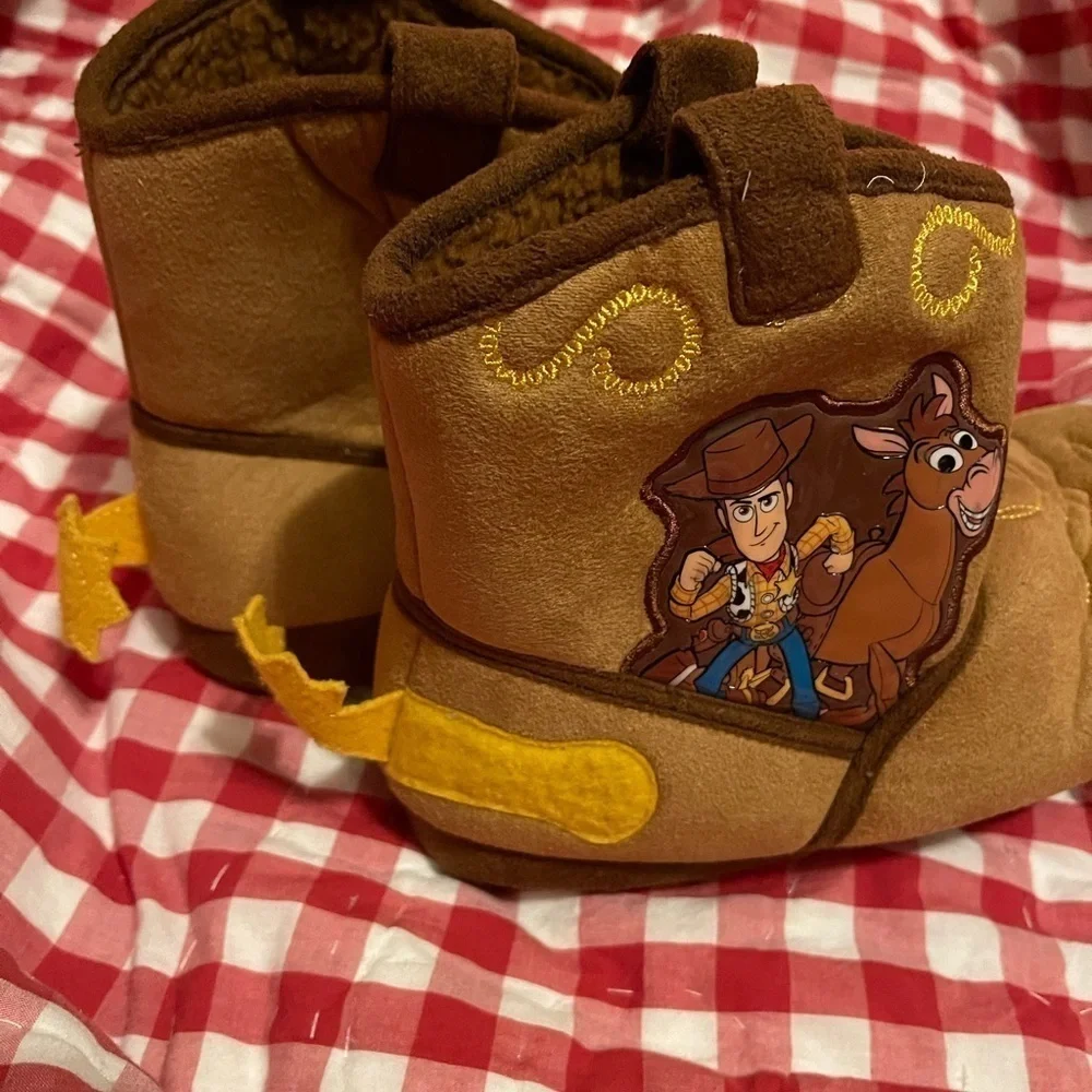 Toddler Toy Story 4 Soft Tan/Brown Ankle Slippers w/Spurs+ Woody Figure-Size 2/3